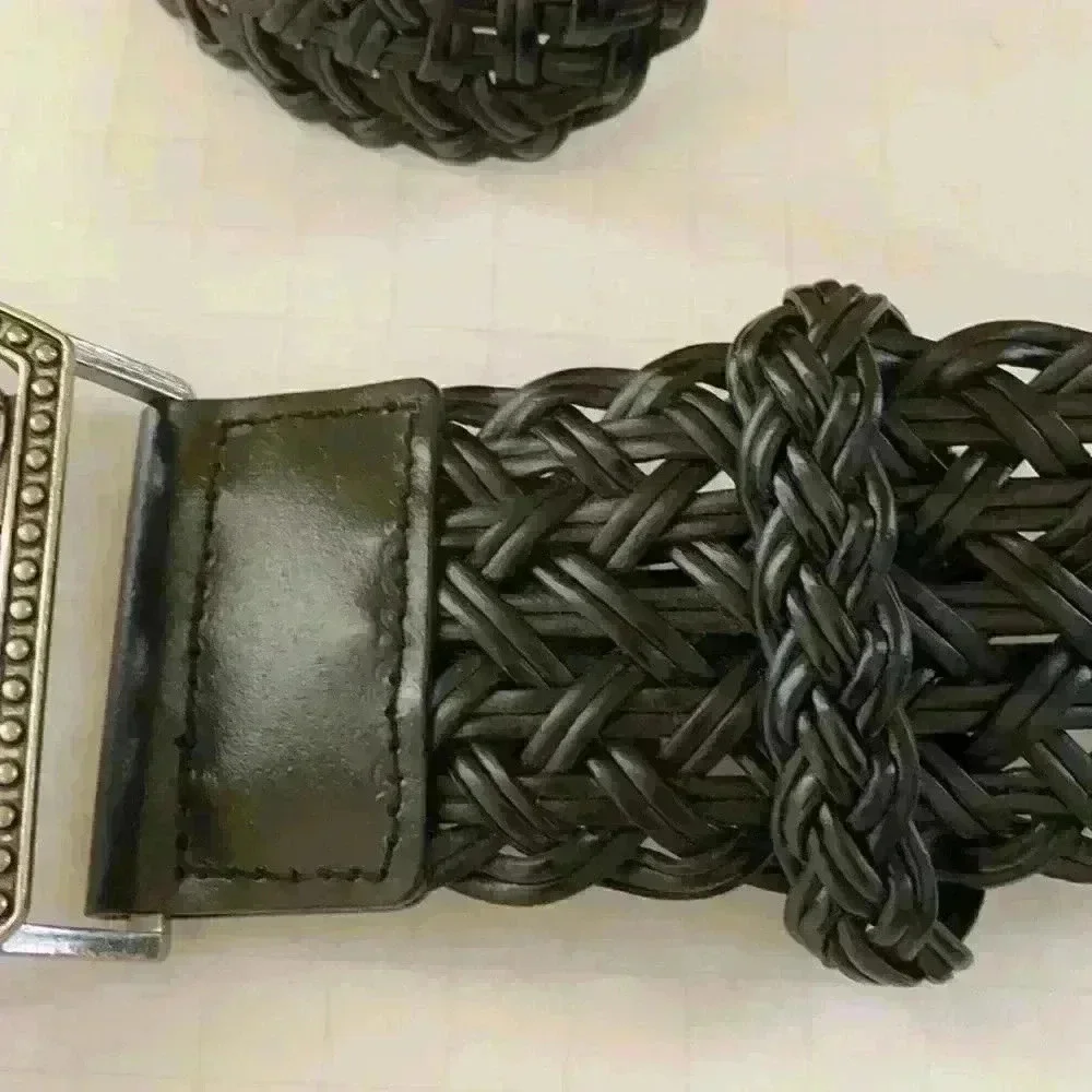 Chico’s wide weave belt,  silver and stone buckle